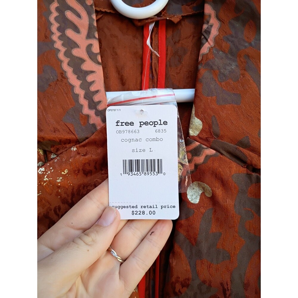 Free People Eye of The Wild Duster Trench Coat Large Western Boho Whimsical $228 - Picture 3 of 11